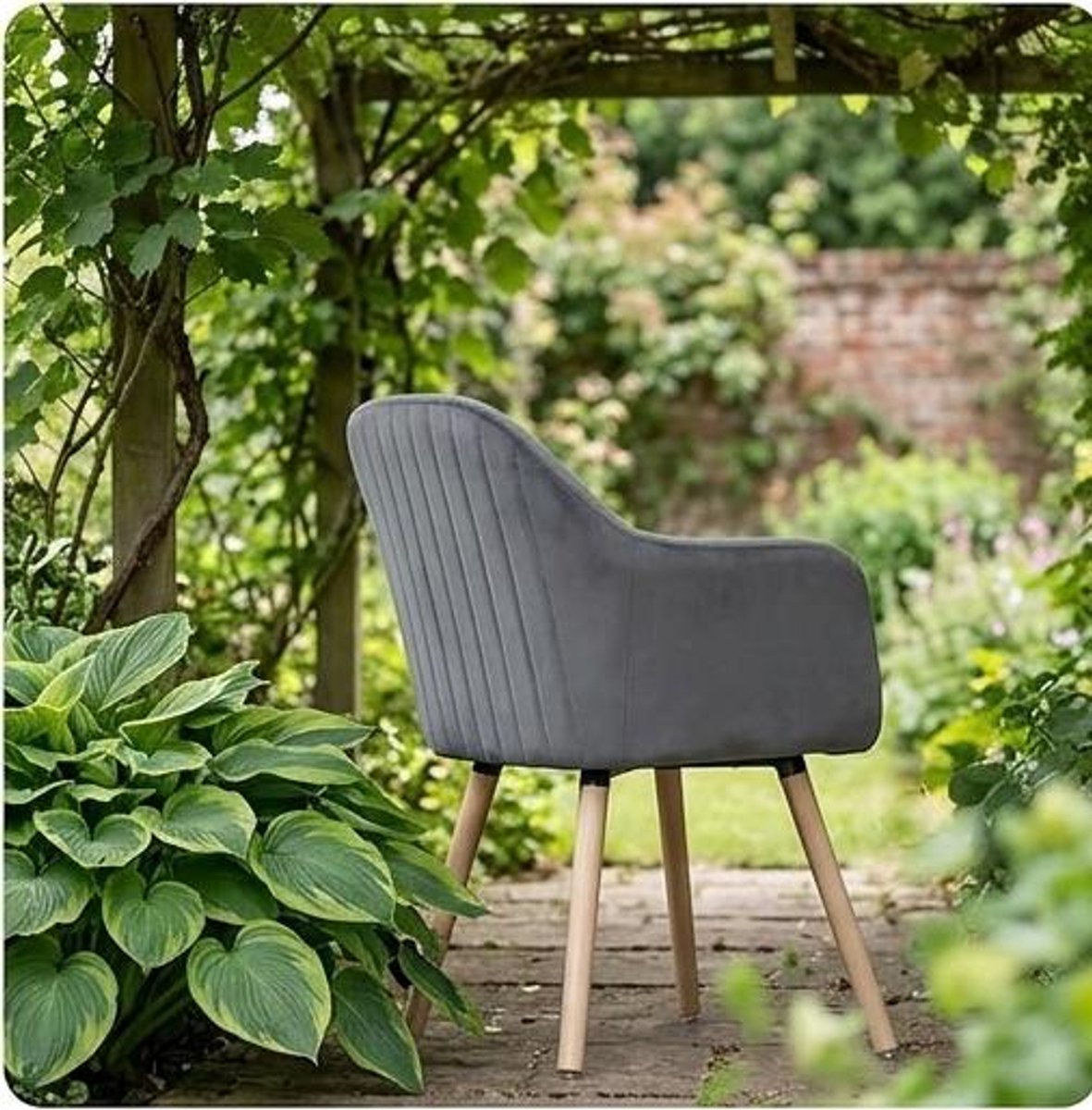 Eetkamerstoelen Set van 4 40x40x81 cm – Fluwelen Stoelen met Armleuningen, Ergonomische Rugleuning, Massief Houten Frame, Gestoffeerd, Moderne Keuken- & Woonkamerstoelen, Crème-Wit – Urbanhome