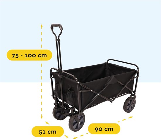 REN® Bolderkar Opvouwbaar Luchtbanden - Bolderkar Opvouwbaar - Bolderkar Kinderenvervoer - Zwart - 90cm x 51cm x 59cm van Merkloos — afbeelding 4