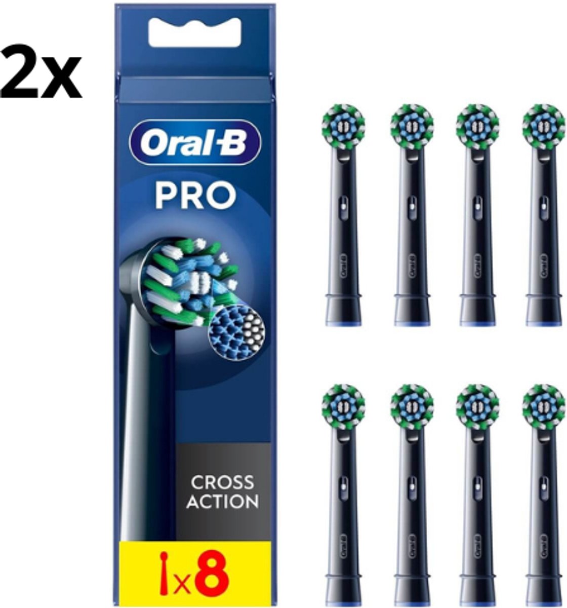 Oral-B Pro Cross Action Opzetborstels Zwart - 2 x 8 stuks