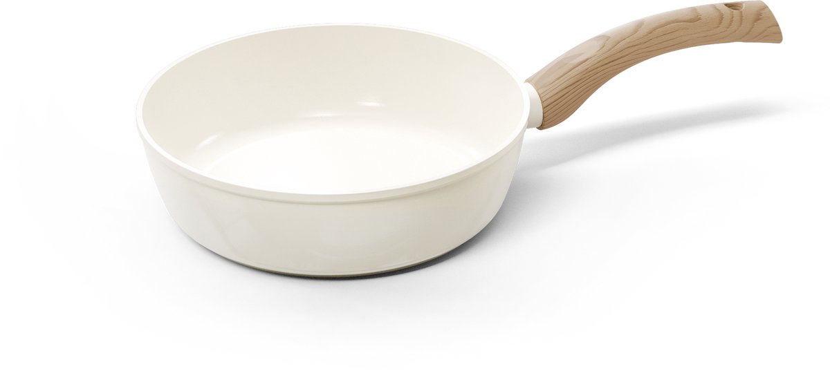 Cook & Pan - Hapjespan 28 cm - PFAS vrij - Inductie Keramisch - Non stick - 7 jaar garantie - Crème