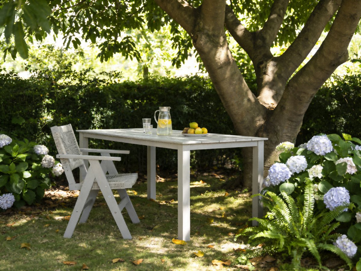 NJLYUHOME Outdoor - Allweather tuinstoel 2-stuks set - HIPS met houtlook & vlechtwerk - Weerbestendig & onderhoudsvriendelijk - Voor terras, tuin & balkon