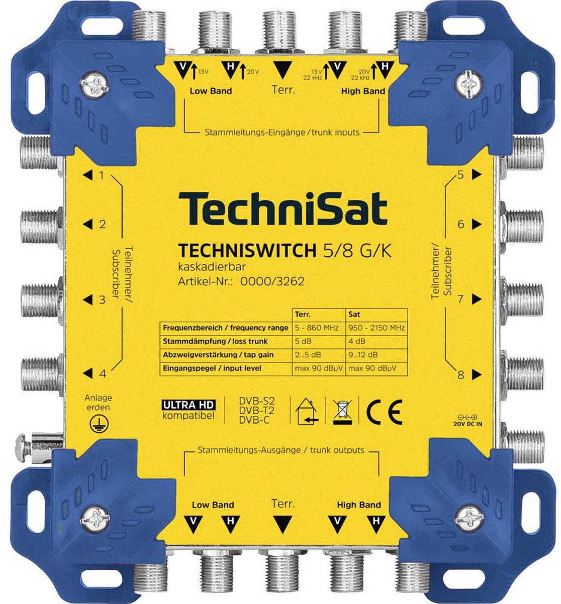 TechniSat TECHNISWITCH 5/8 G/K Satelliet multiswitch Ingangen (satelliet): 5 (4 satelliet / 1 terrestrisch) Aantal gebr