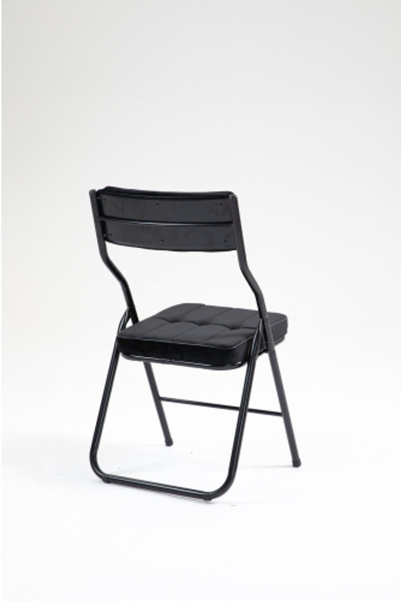 Set van 2 inklapbare stoelen met kussen, zwarte eetkamerstoelen, comfortabele vouwstoelen voor keuken, kantoor en gasten