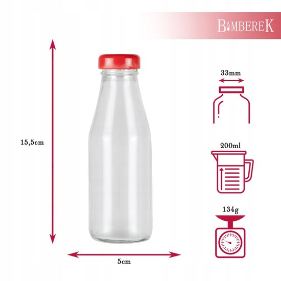 Bimberek - Glazen Flessen voor Sap - 200ml - Met Dop - 50 stuks — afbeelding 5
