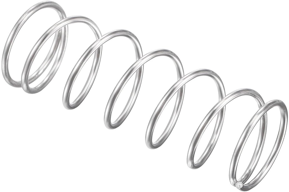 Compressieveer RVS - Drukveer Spiraalveer - Mechanische Toepassingen - 304 Roestvrij Staal - 16mm OD 45mm Lengte - Zilver