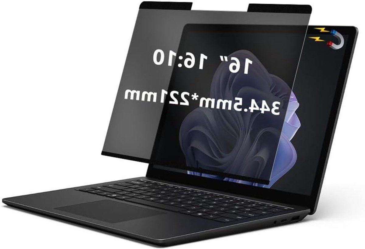 Magnetisch privacyfilter Laptop - Inkijkfilter Anti-gluur - Privacy Beschermen - Magnetische Bevestiging - 16 inch 16:10 - Zwart