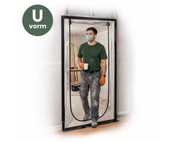 STACKĀ® Stofdeur met Gestikte Rits | U-Vorm - 120x220cm - Afdekzeil - Afdekfolie Transparant - Herbruikbare Bouwfolie voor Stof vrije Verbouwingen & Schilderen - Afdekplastic Deur - Afdek Folie