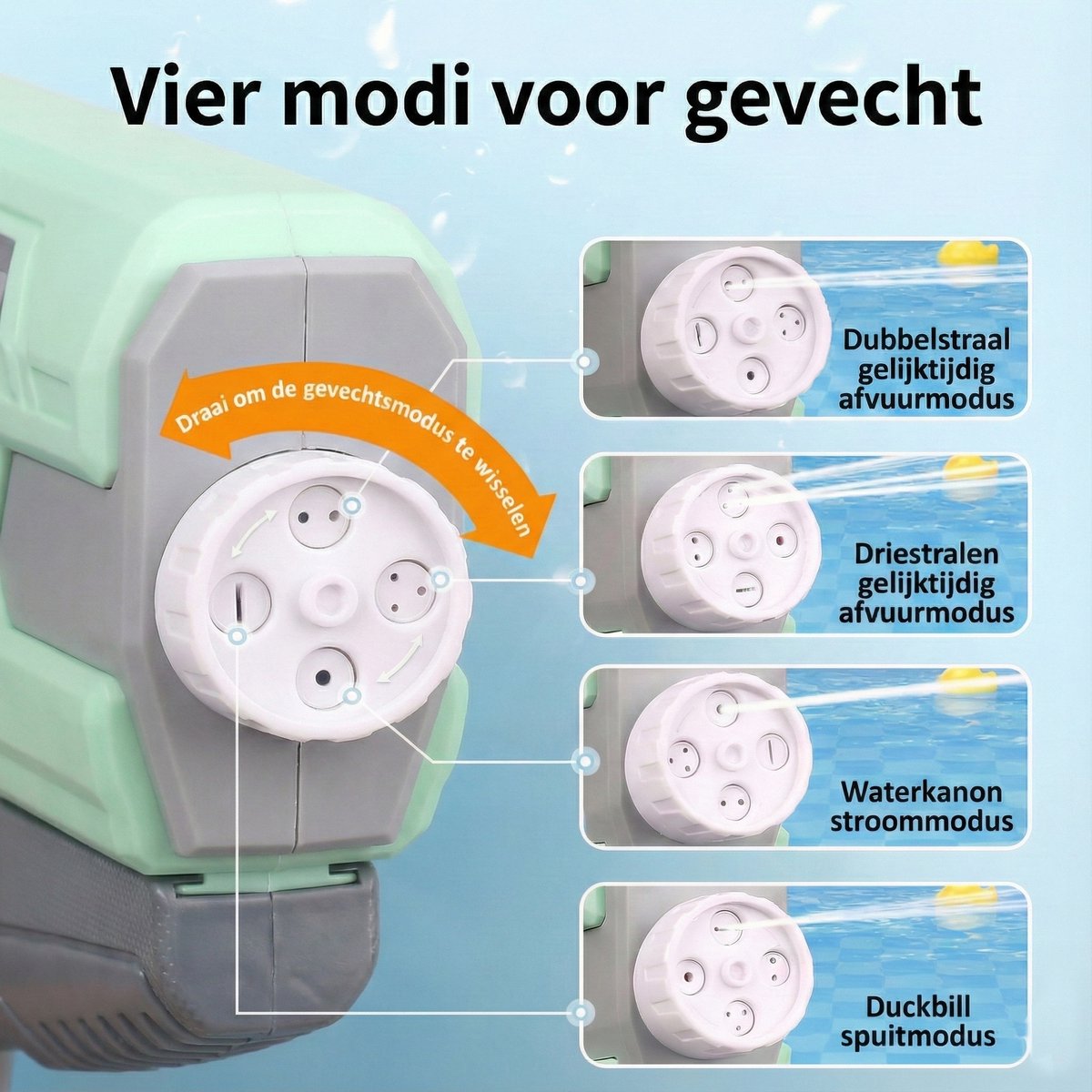 Waterpistool 54cm XL - 1200ml Grote Tank & 8m Schietbereik - Water Pistool- Watergeweer - Super Soaker - Duurzaam Waterspeelgoed voor Strand & Tuin - Buitenspeelgoed voor Kinderen & Volwassenen - 54×22×7cm - Groen, Grijs — afbeelding 4