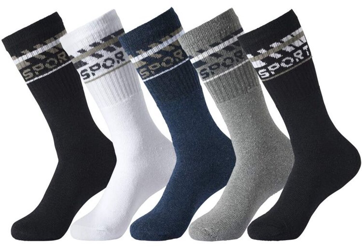 ATLAS FOR MEN - Set van 5 halfhoge sportsokken - Heren - Verkrijgbaar in grote maten - 39/42