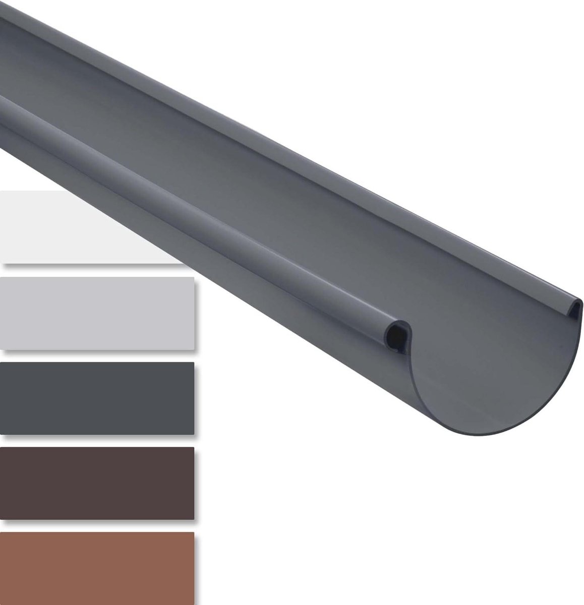Halfronde Goot - Dakgoot Regenpijp - Dak Afvoeren - PVC-U Kunststof - 200cm 100mm - Antrac