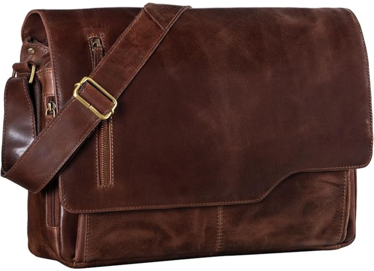Leren Laptoptas - Laptoptas - Leren Tas - Luxe Leren Laptoptas - Werktas - Schoudertas - Business Tas - Leren Business Tas - 15,6 inch - Bruin - van Imperatoris