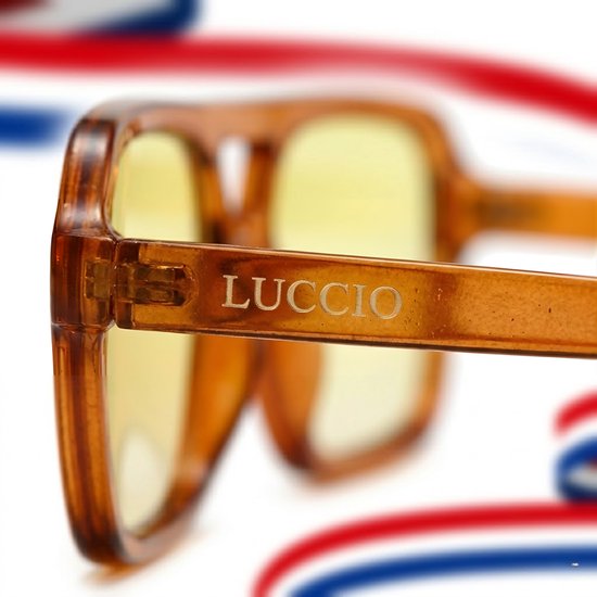 LUCCIO - Koningsdag bril - Oranje bril - Koningsdag accessoires - Retro bril - Mode bril - Festivalbril - Technobril - Rave bril - Festival zonnebril - Oranje - Carnaval bril - Dubbele brug van Merkloos — afbeelding 3