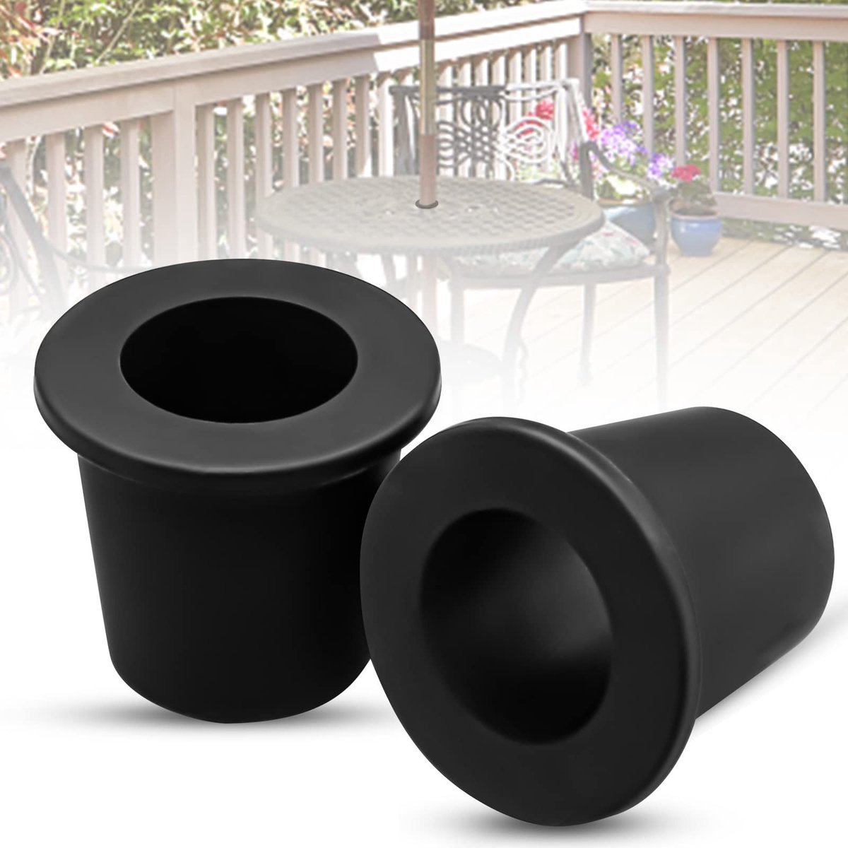 2x Silicone Umbrella Hole Ring Plug voor Tafel en Pool - Zwart