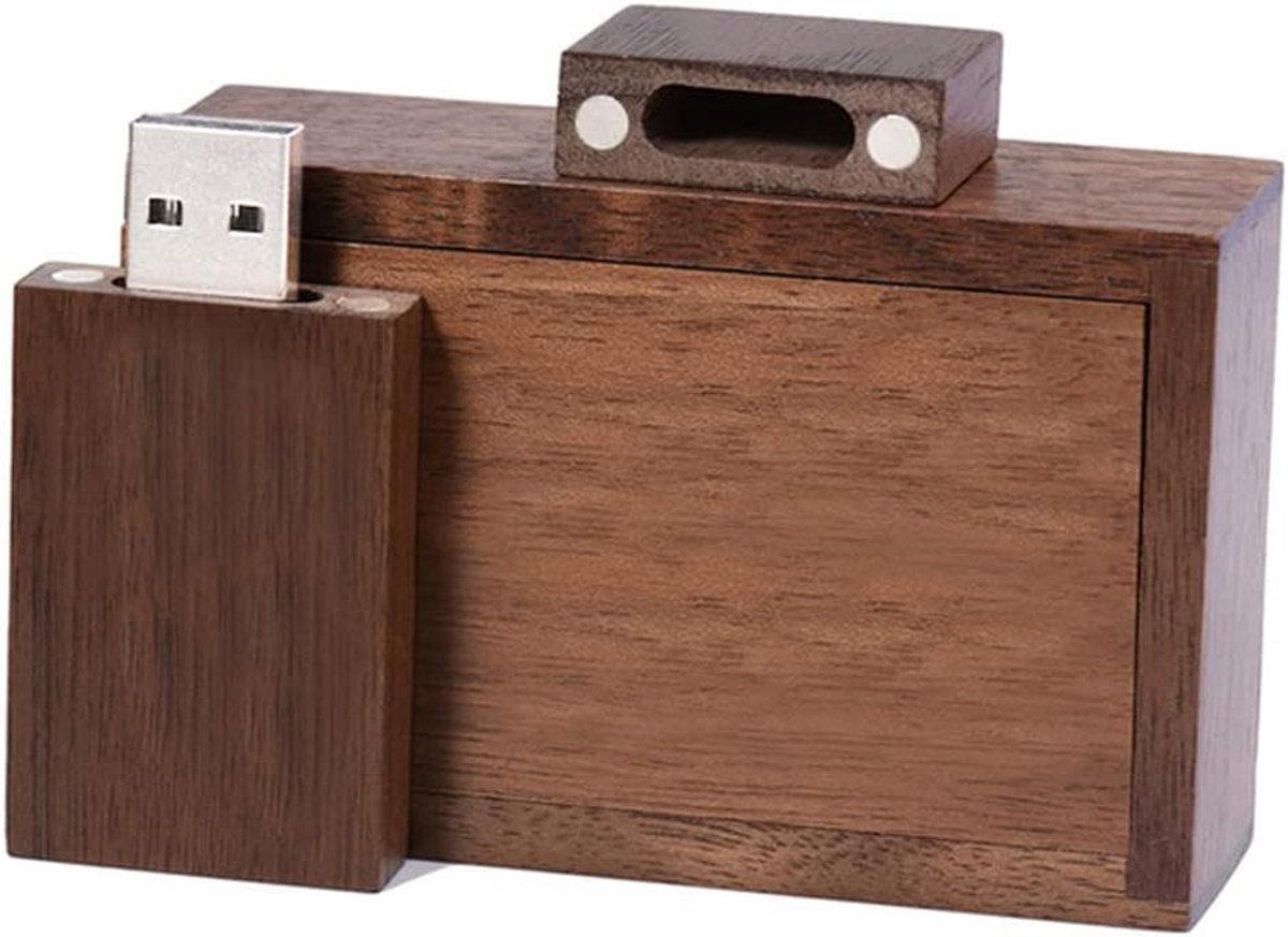 Houten USB Stick - Geheugenstick Gegevensopslag - Bestanden Overzetten - Inclusief Houten Doosje - 16 GB - Walnoot Hout