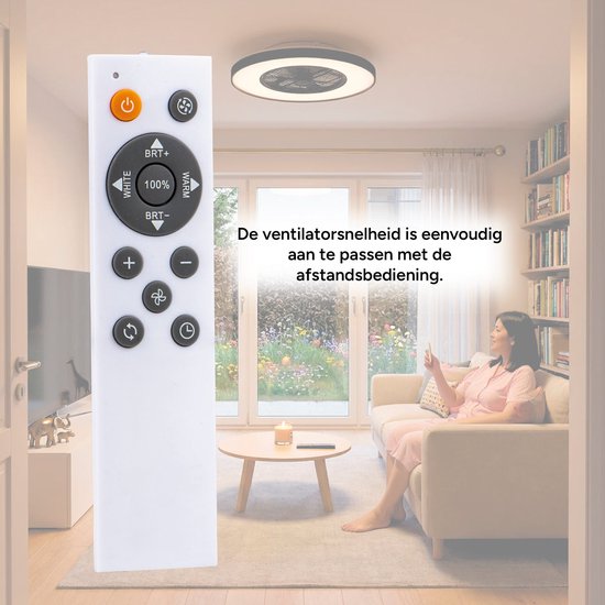 Plafondventilator met LED verlichting – zwart – incl. afstandsbediening