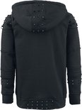 Zwarte hoodie met stekels op de capuchon, schouders en onderaan.