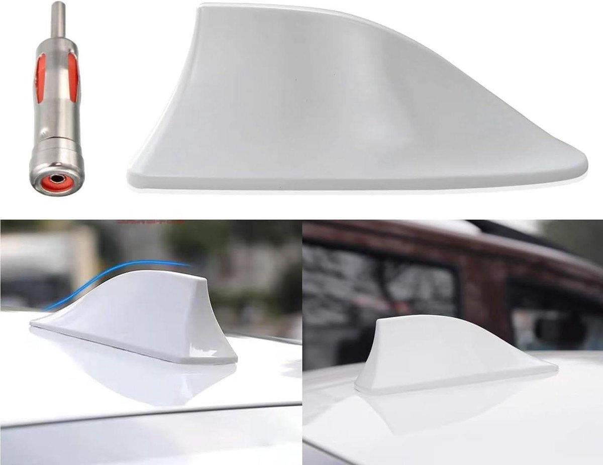 Haaienvin Antenne - Auto Antenne - Autodecoratie - Zelfklevend Waterdicht - 17 x 7 x 6 cm - Wit