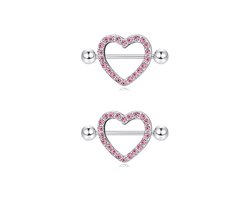 Hartvormige barbell - Hypoallergene piercing voor vrouwen - Sieraden van roestvrij staal - Tepelringen