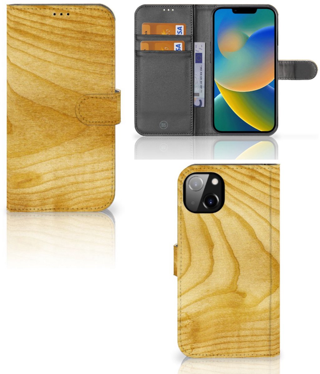 iPhone 14 Plus Book Style Case Licht Hout