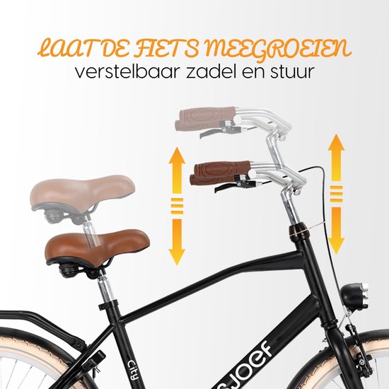 SJOEF City Jongensfiets 22 inch - Kinderfiets voor jongens van 7 tot 9 jaar - Mat Zwart van SJOEF — afbeelding 3