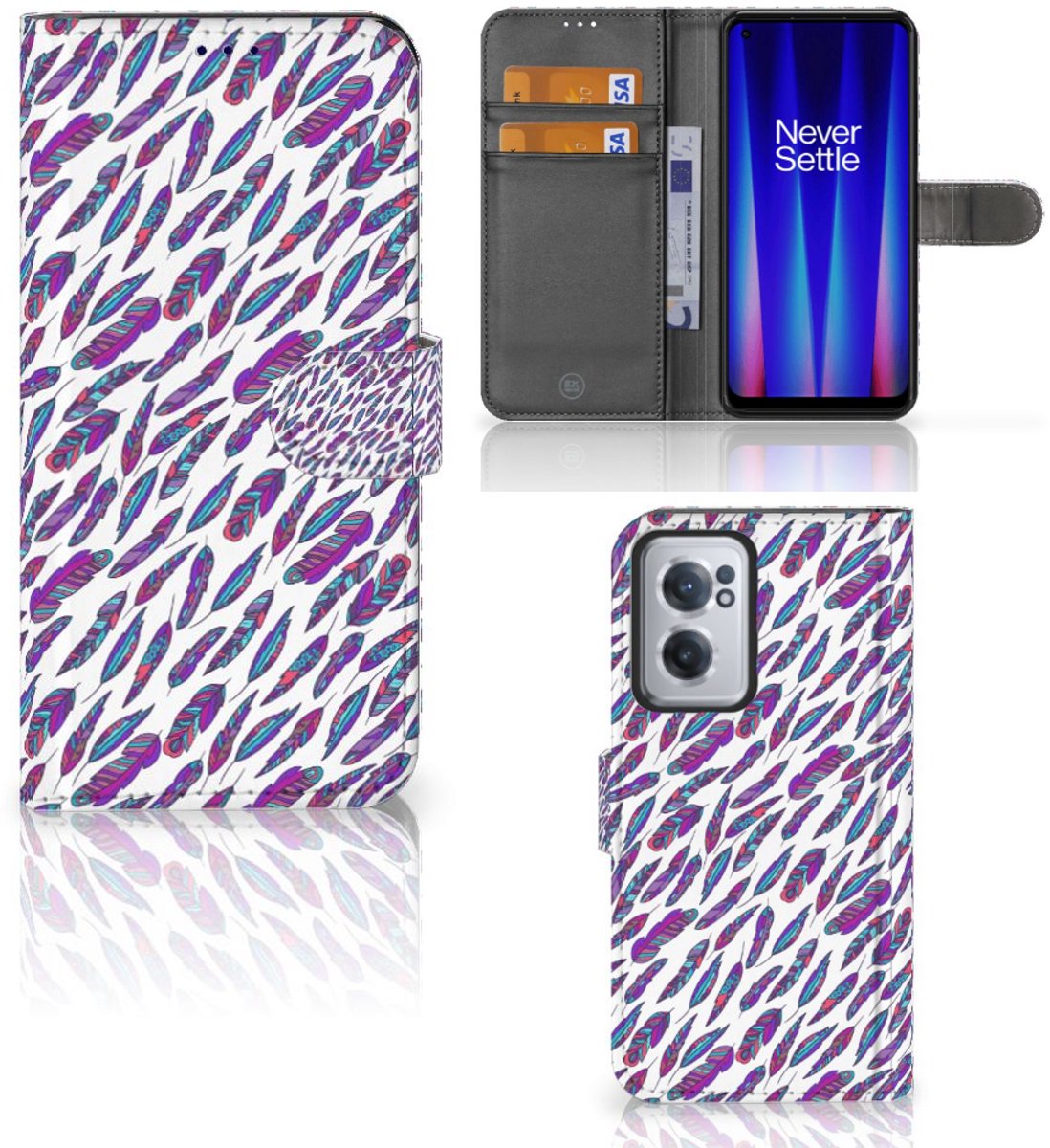 OnePlus Nord CE 2 Telefoon Hoesje Feathers Color