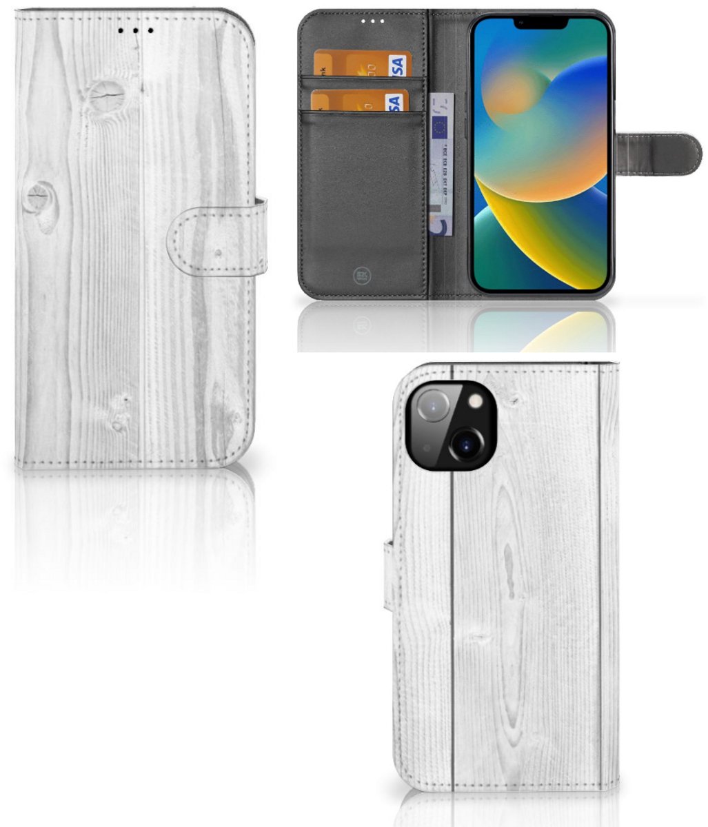 iPhone 14 Plus Book Style Case White Wood