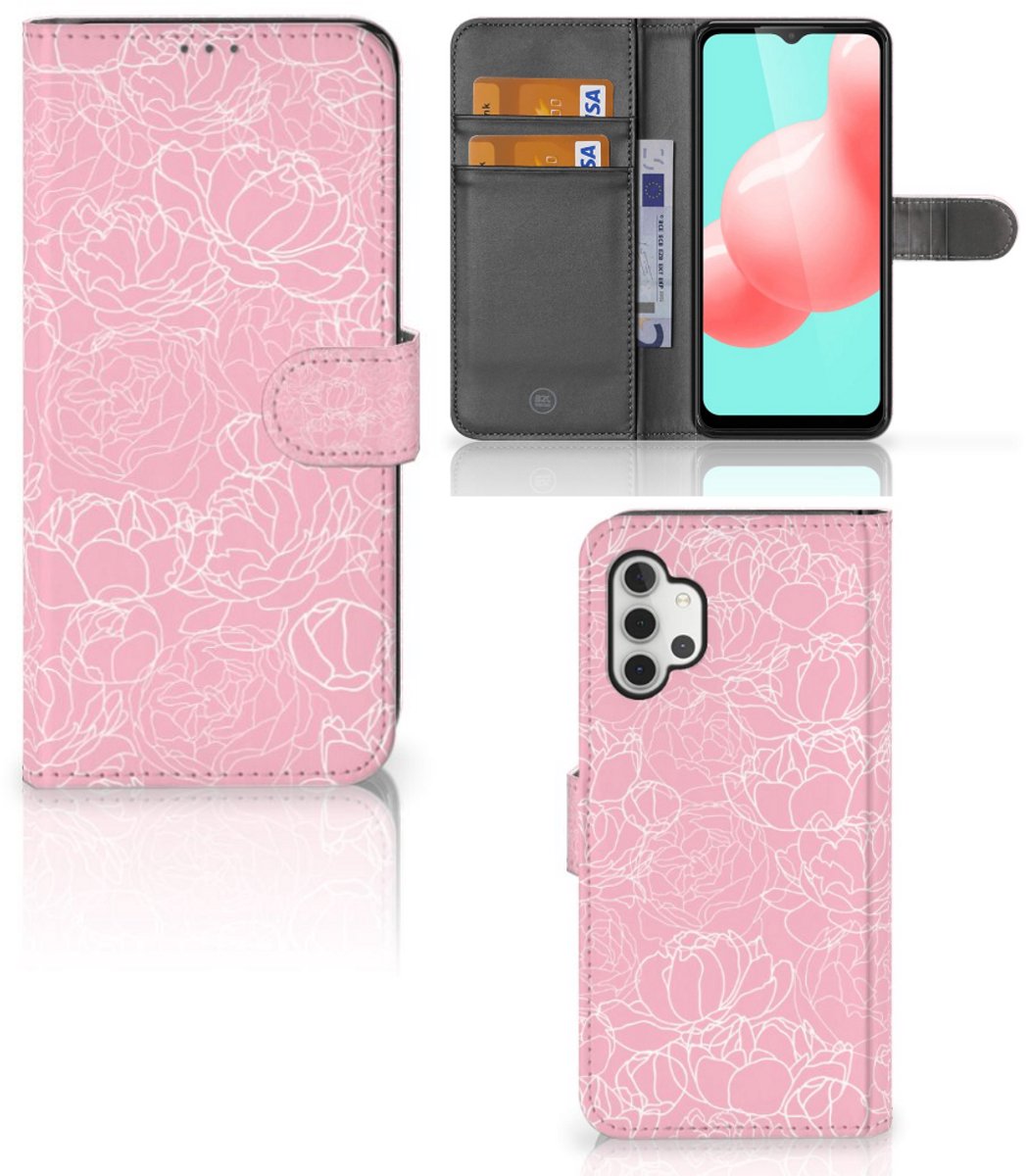 Samsung Galaxy A32 5G Hoesje White Flowers