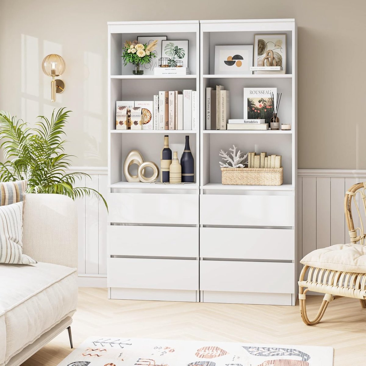 Luxe Boekenkast – Wit – 60x35x180 cm – Industrohome