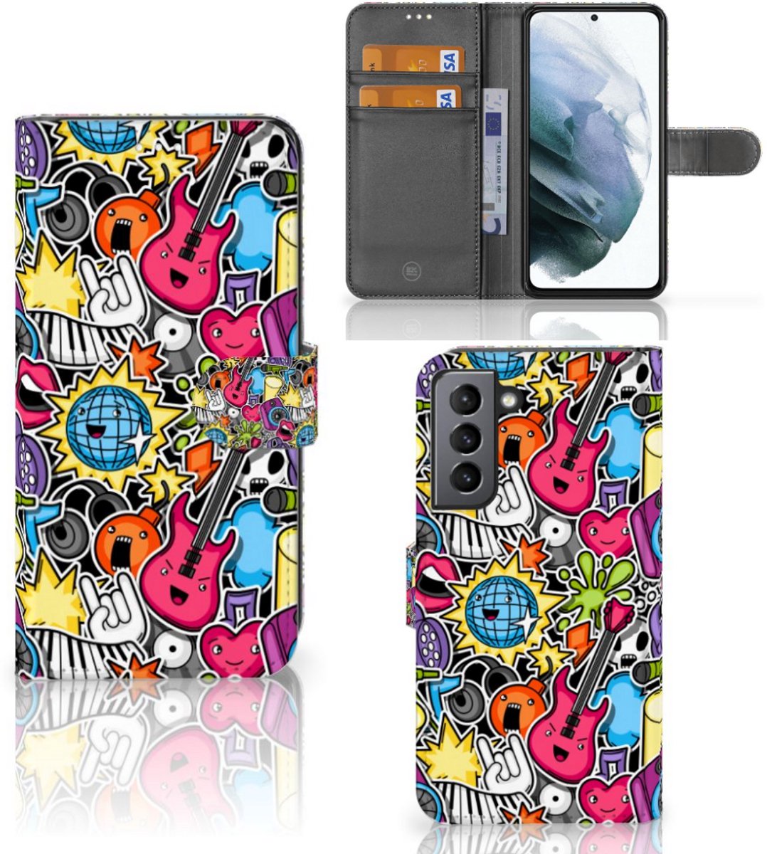 Samsung Galaxy S21 FE Wallet Case met Pasjes Punk Rock