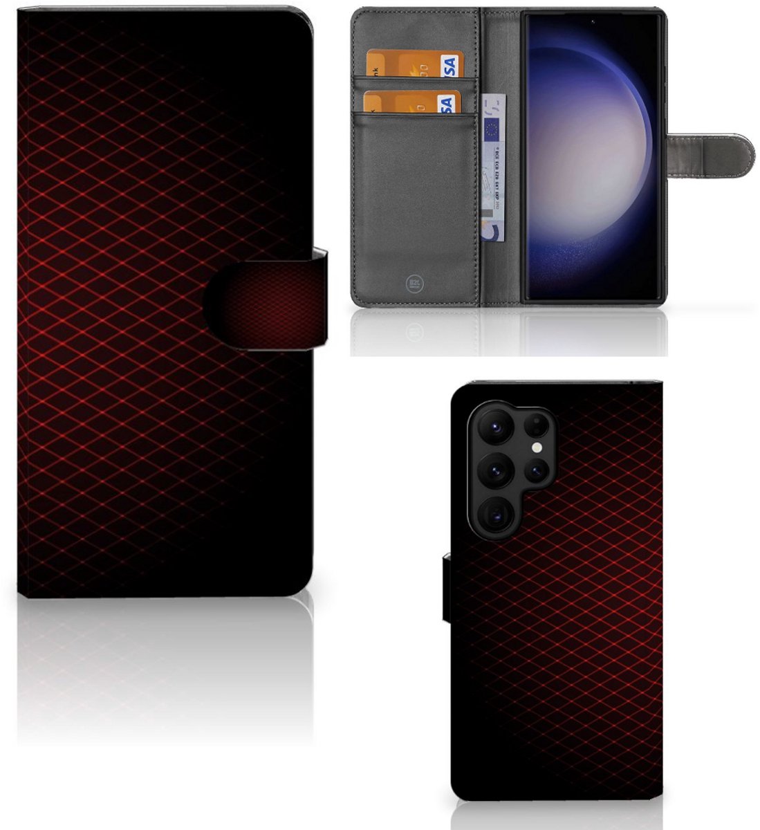 Samsung Galaxy S23 Ultra Telefoon Hoesje Geruit Rood