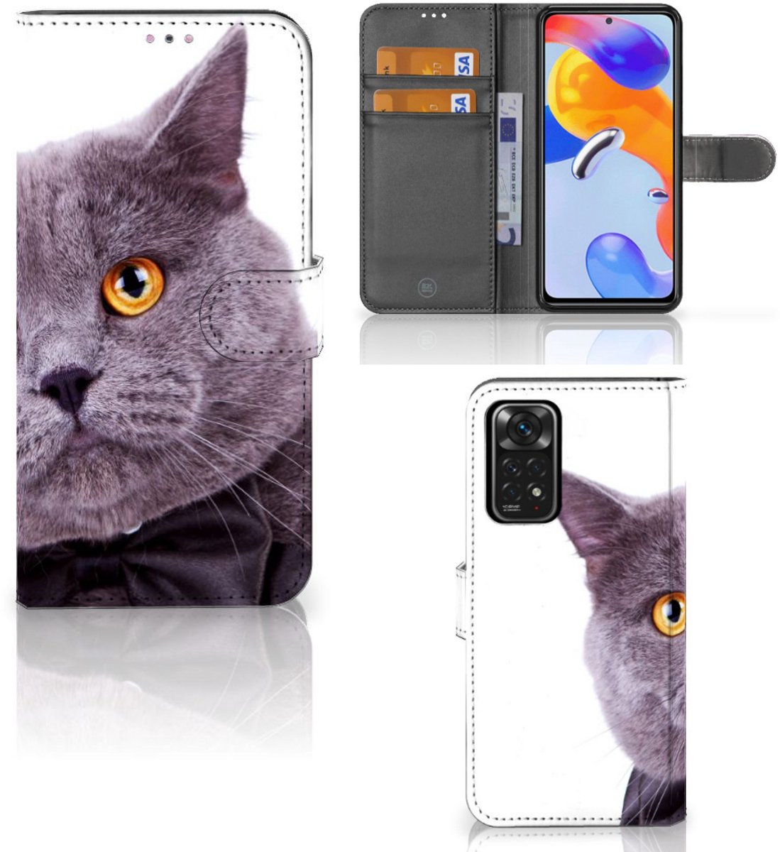 Xiaomi Redmi Note 11 Pro 5G/4G Telefoonhoesje met Pasjes Kat