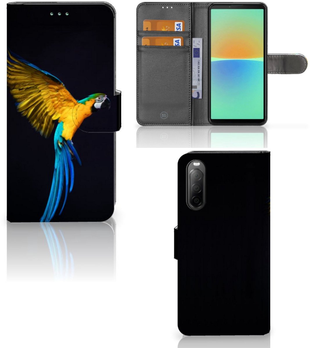Sony Xperia 10 IV Telefoonhoesje met Pasjes Papegaai
