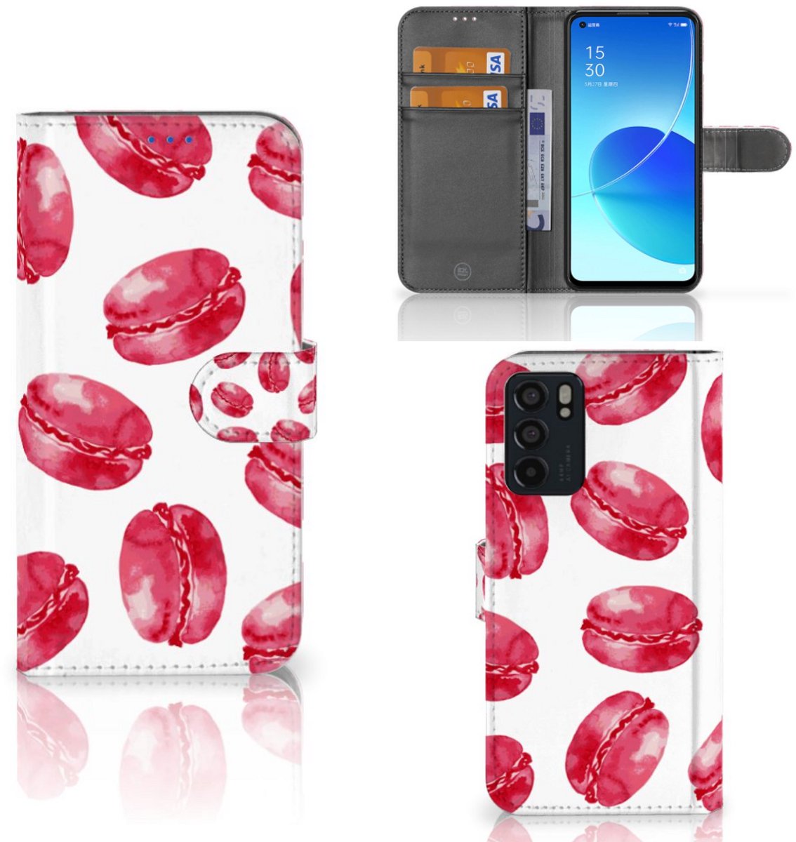 OPPO Reno6 5G Book Cover Pink Macarons