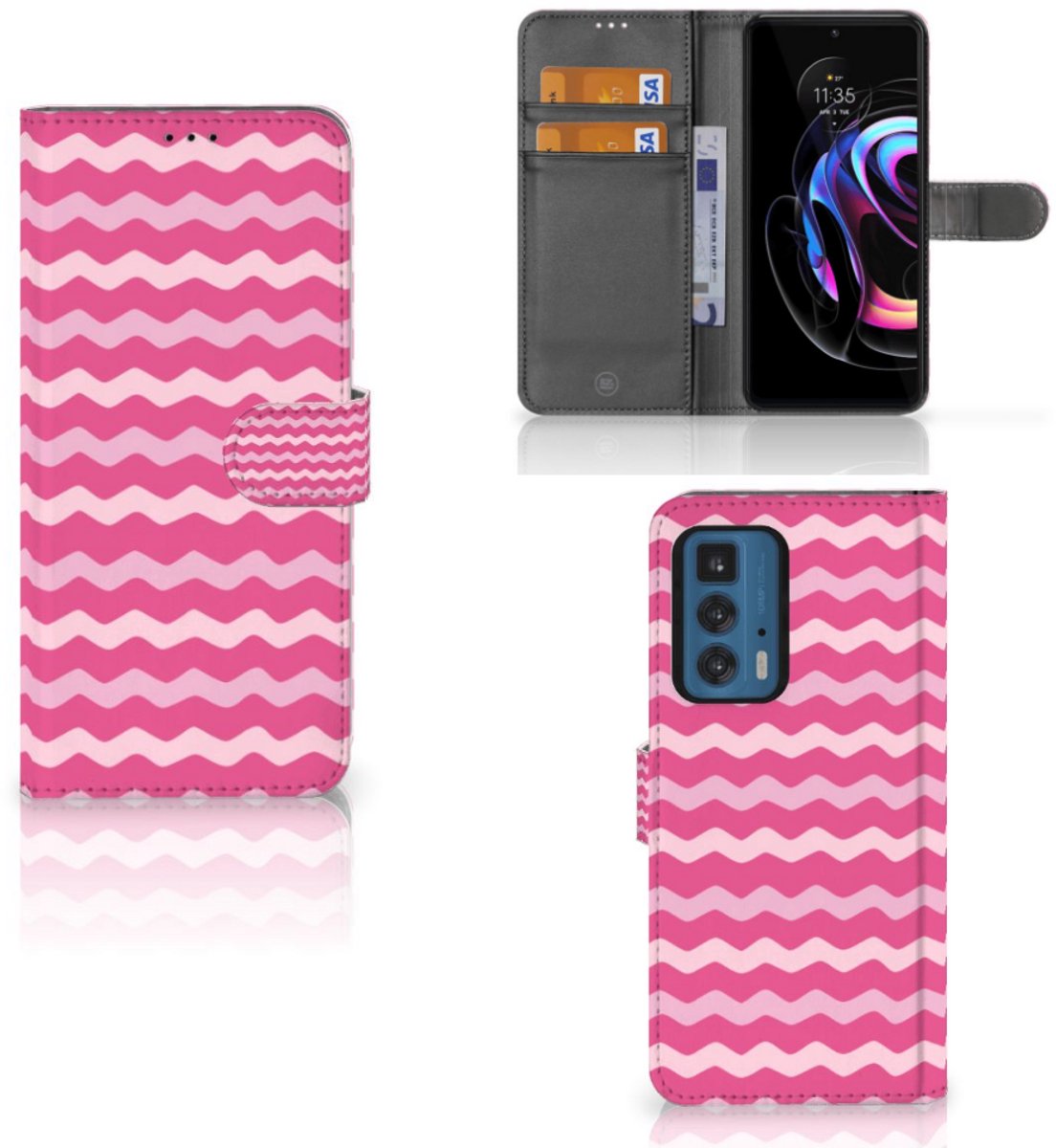 Motorola Edge 20 Pro Telefoon Hoesje Waves Pink