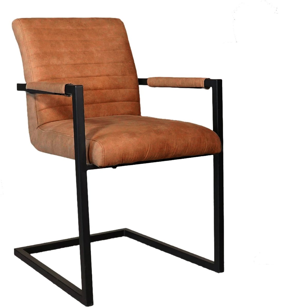 Lizzely Garden & Living SET DEAL: 6 stuks Eetkamerstoel met armleuning cognac microvezel Noor design eetstoel zetel