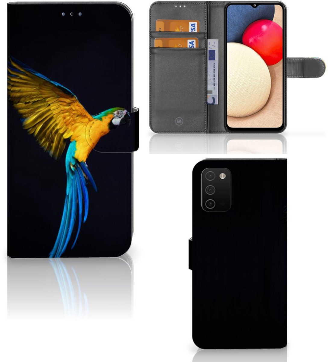 Samsung Galaxy A03s Telefoonhoesje met Pasjes Papegaai