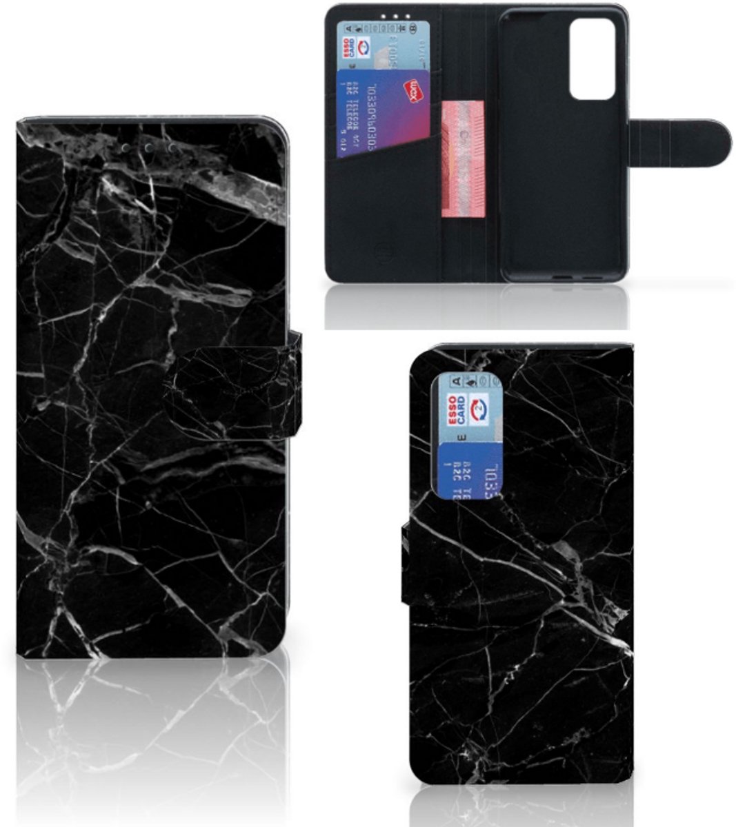 Huawei P40 Bookcase Marmer Zwart - Origineel Cadeau Vader