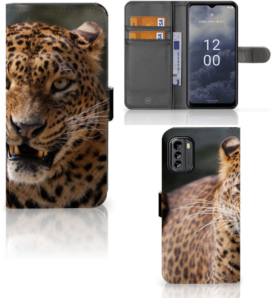Nokia G60 Telefoonhoesje met Pasjes Luipaard