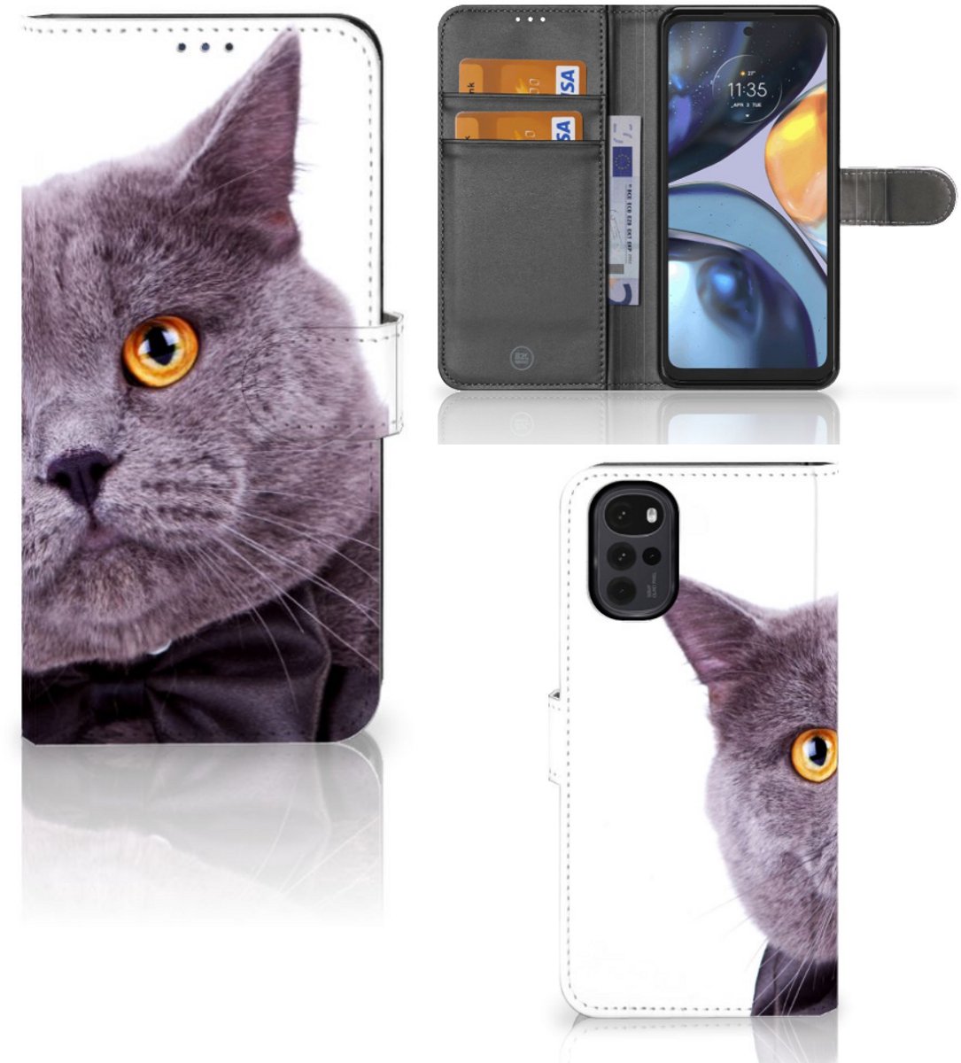 Motorola Moto G22 Telefoonhoesje met Pasjes Kat
