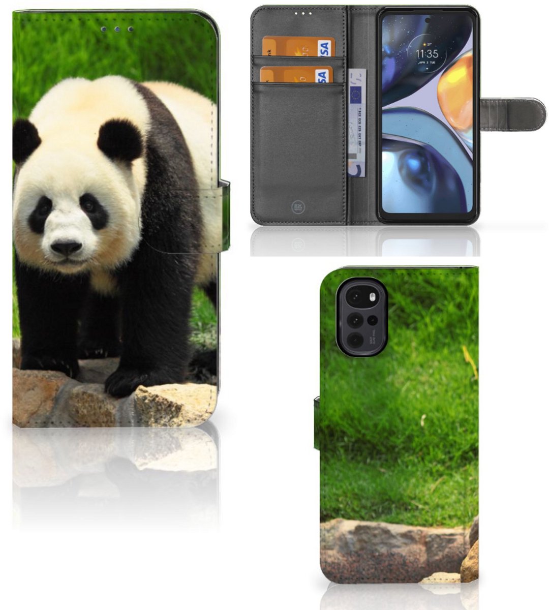 Motorola Moto G22 Telefoonhoesje met Pasjes Panda
