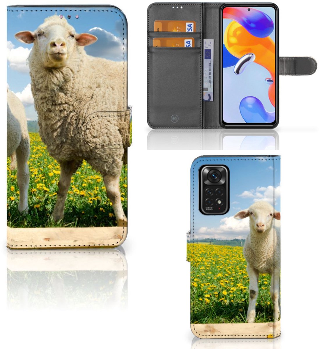 Xiaomi Redmi Note 11 Pro 5G/4G Telefoonhoesje met Pasjes Schaap en Lammetje