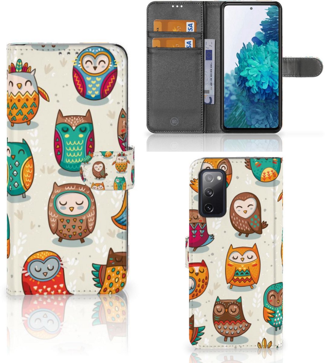 Samsung Galaxy S20 FE Telefoonhoesje met Pasjes Vrolijke Uilen