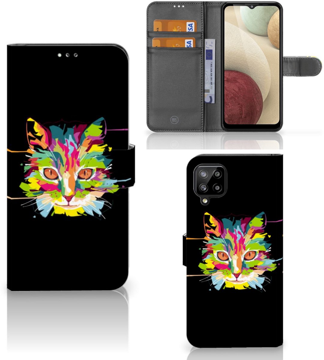 Samsung Galaxy A12 Leuk Hoesje Cat Color