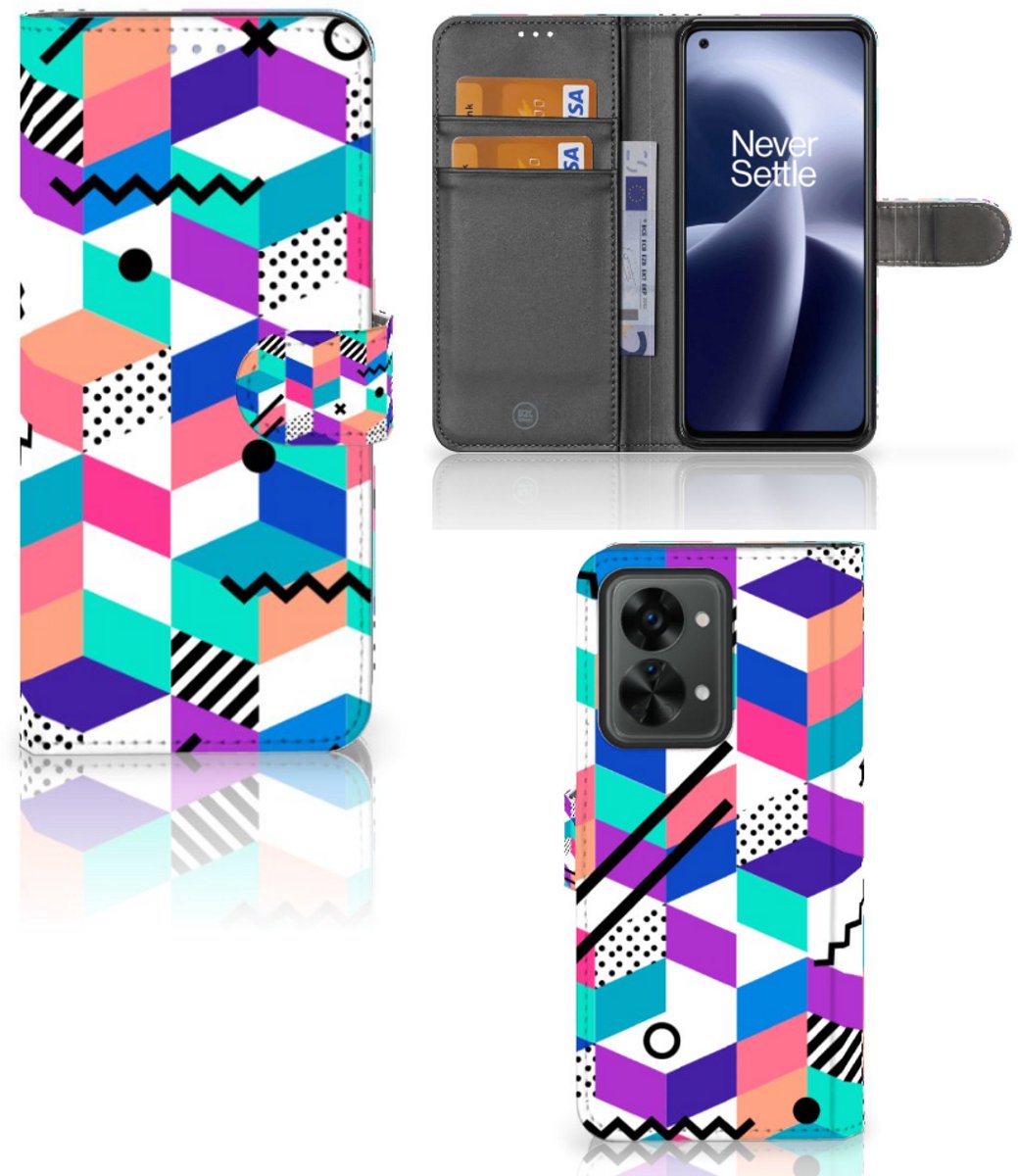Boekhoesje voor OnePlus Nord 2T Book Case Blokken Kleurrijk
