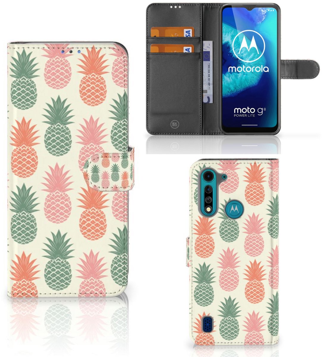 Motorola G8 Power Lite Book Cover Ananas