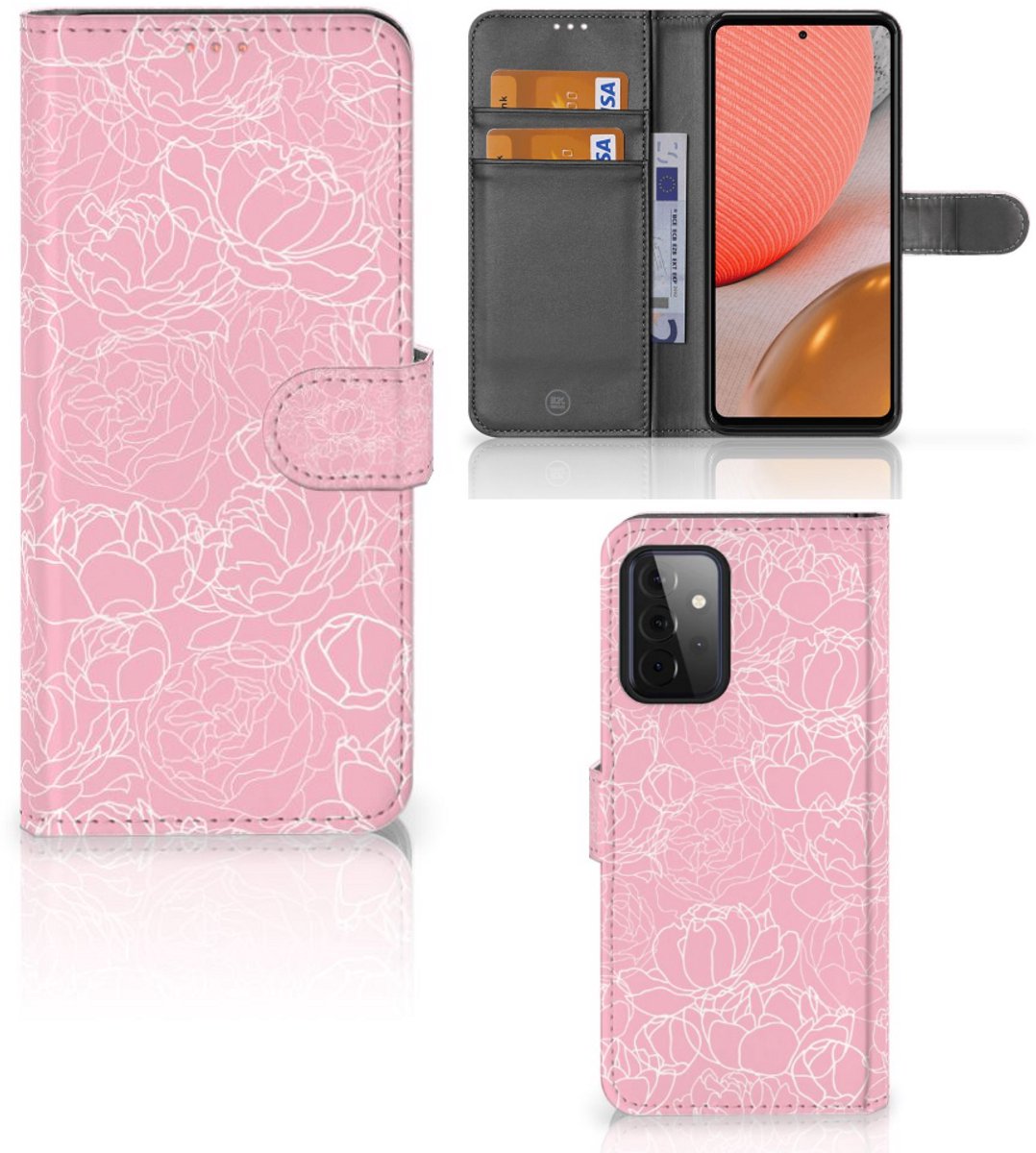 Samsung Galaxy A72 Hoesje White Flowers