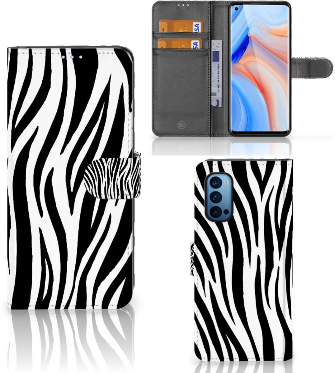 OPPO Reno 4 Pro 5G Telefoonhoesje met Pasjes Zebra