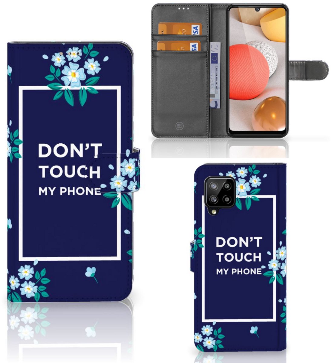 Samsung Galaxy A42 5G Portemonnee Hoesje Flowers Blue DTMP