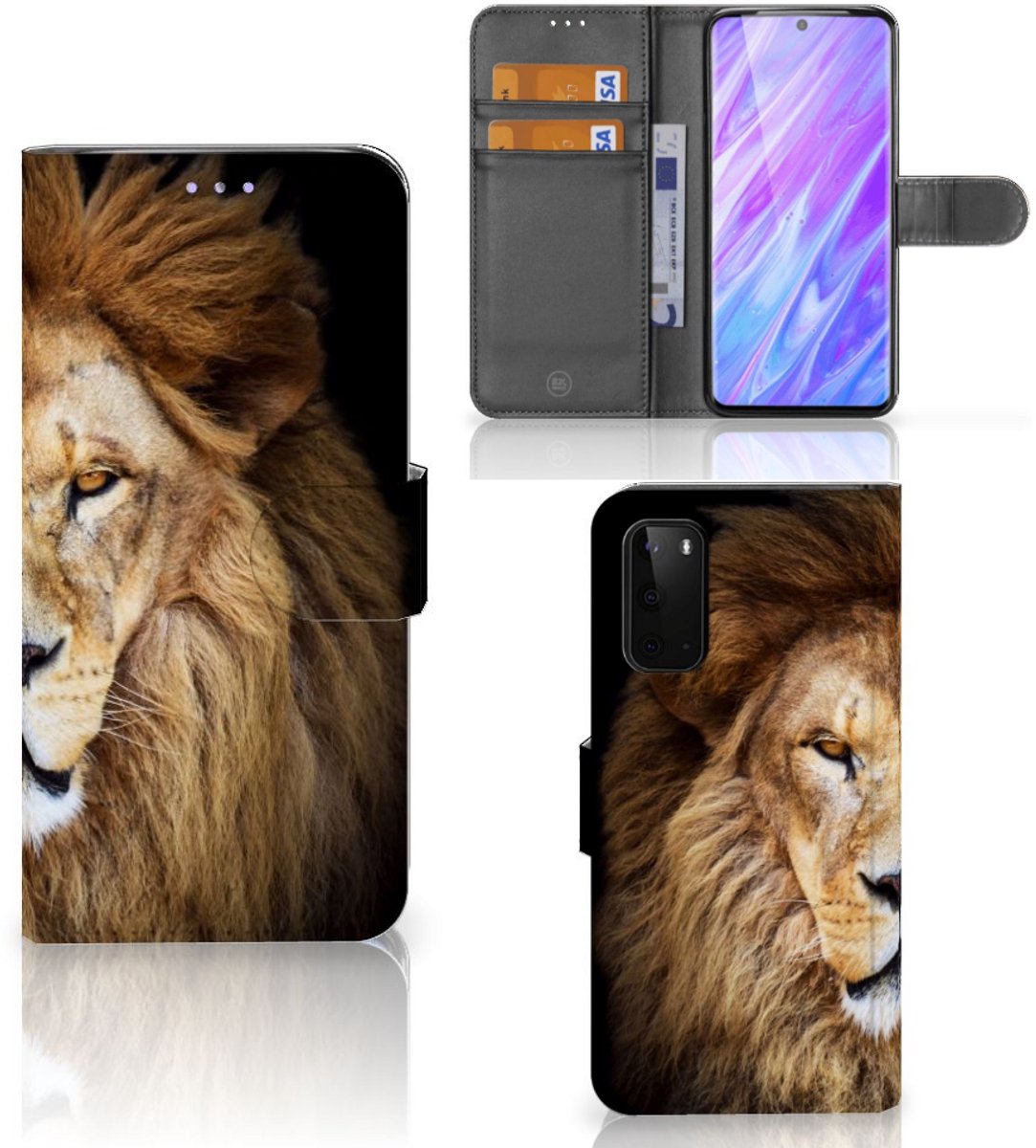 Samsung Galaxy S20 Telefoonhoesje met Pasjes Leeuw
