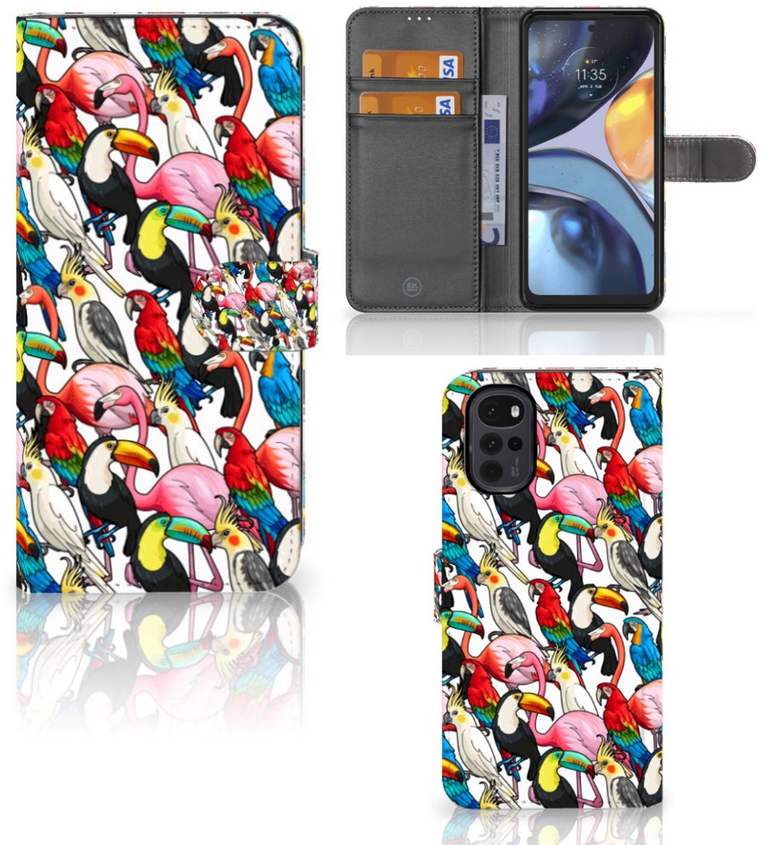 Motorola Moto G22 Telefoonhoesje met Pasjes Birds